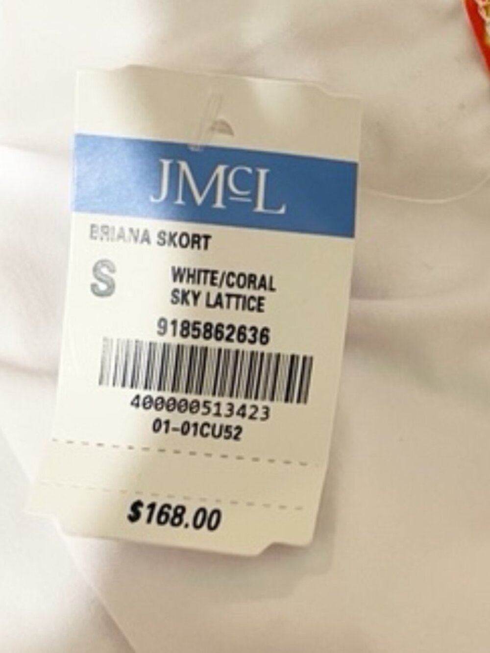 NEW J. McLaughlin Small Briana Skort in White/Coral Sky Lattice - Picture 5 of 7